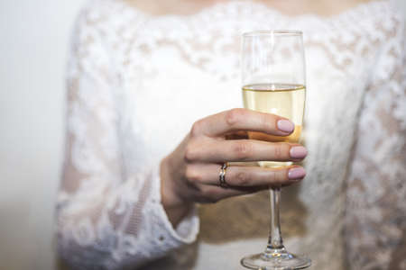 Abstract photo of wedding. Woman dress with wedding symbol.の写真素材