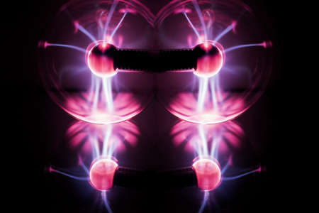 Electricity fire-ball. Abstract photo of electric waves. Static electricityの写真素材