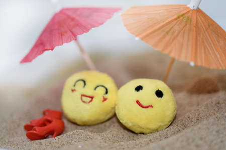 Abstract composition of traveling and spending time on beachの写真素材