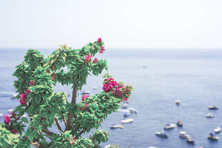 Panoramic view from balcony in Positano city.の写真素材