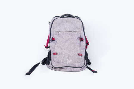 Empty gray backpack isolated