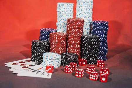 Casino abstract photo. Poker game on redの写真素材
