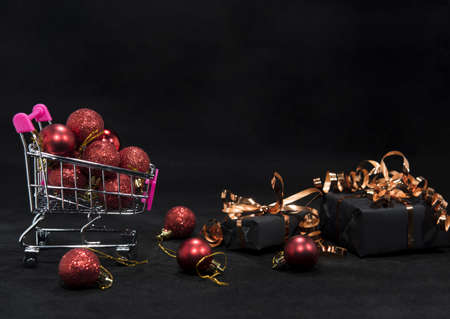 Christmas gift on blackの写真素材