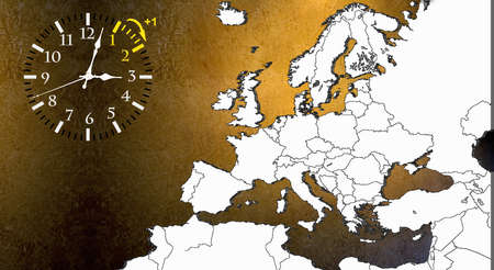 Wall Clock with mapの写真素材