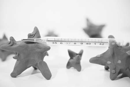 Microbes made from Play Clay. Abstract photo of the spread of the virus.