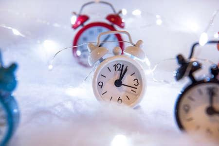 Daylight Saving Time. DST. Clock going to summer time. Turn time forward. Abstract photo of changing time at spring.の写真素材