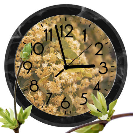 Daylight Saving Time (DST). Wall Clock going to summer time (+1). Turn time forward.の写真素材