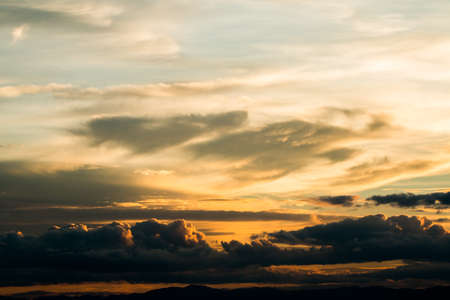 colorful dramatic sky with cloud at sunset