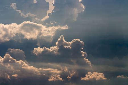 colorful dramatic sky with cloud at sunsetの写真素材
