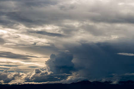 colorful dramatic sky with cloud at sunset