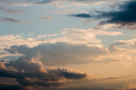 colorful dramatic sky with cloud at sunset