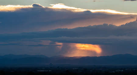 colorful dramatic sky with cloud at sunset