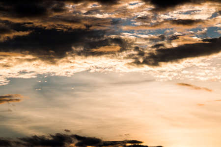 colorful dramatic sky with cloud at sunset