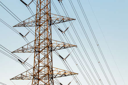 silhouette of high voltage electrical pole structure