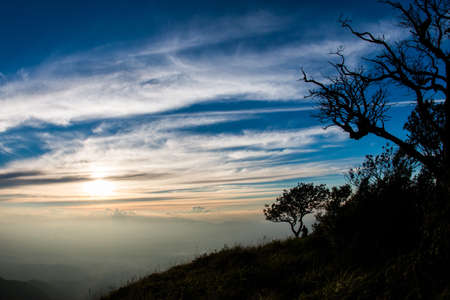 colorful dramatic sky with cloud at sunset