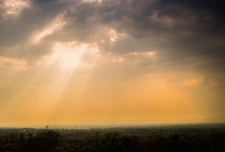 colorful dramatic sky with cloud at sunsetの写真素材
