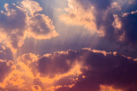 colorful dramatic sky with cloud at sunset