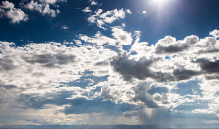 colorful dramatic sky with cloud at sunsetの写真素材