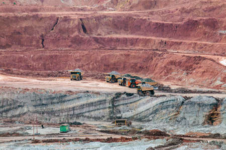 Part of a pit with big mining truck workingのeditorial素材