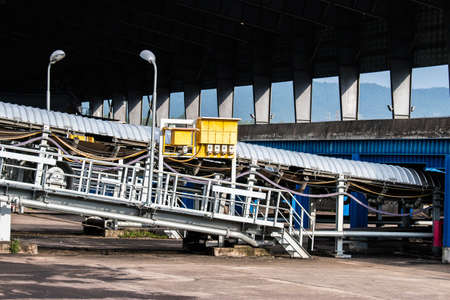 Part of a pit with big mining truck workingのeditorial素材