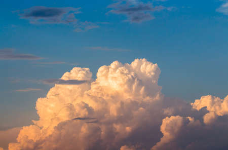 colorful dramatic sky with cloud at sunsetの写真素材