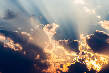 colorful dramatic sky with cloud at sunsetの写真素材