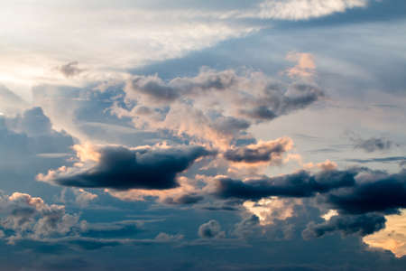 colorful dramatic sky with cloud at sunset