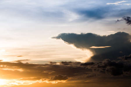 colorful dramatic sky with cloud at sunset