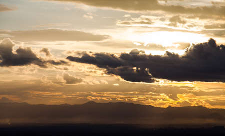 colorful dramatic sky with cloud at sunset