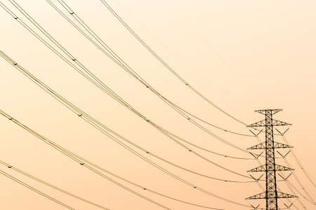 silhouette of high voltage electrical pole structure