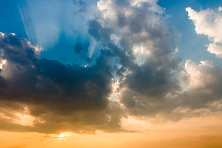colorful dramatic sky with cloud at sunset