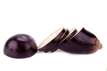 eggplant or aubergine vegetable on white backgroundの写真素材
