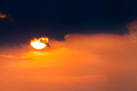 colorful dramatic sky with cloud at sunsetの写真素材