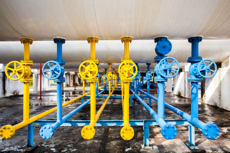valves at gas plantの写真素材