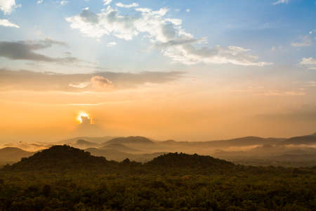 colorful dramatic sky with cloud at sunsetの写真素材