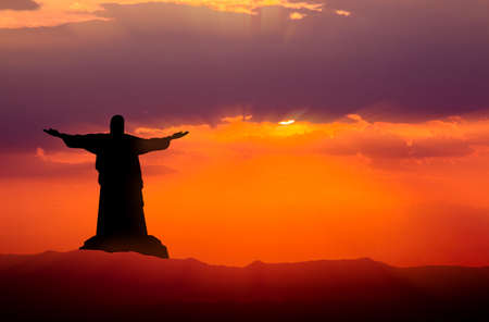 colorful dramatic sky with cloud at sunsetの写真素材