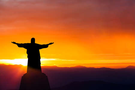 colorful dramatic sky with cloud at sunsetの写真素材