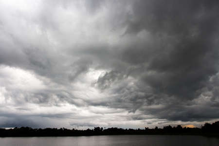 Rain clouds and gloomy sky in black and white