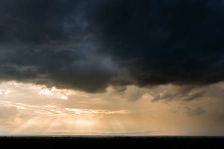 colorful dramatic sky with cloud at sunset