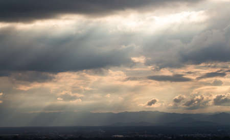 colorful dramatic sky with cloud at sunsetの写真素材
