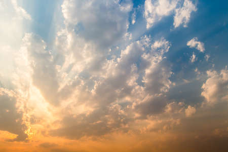 colorful dramatic sky with cloud at sunset