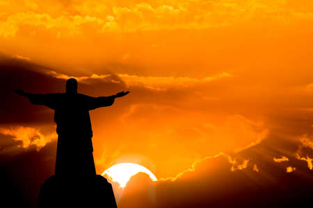 colorful dramatic sky with cloud at sunsetの写真素材