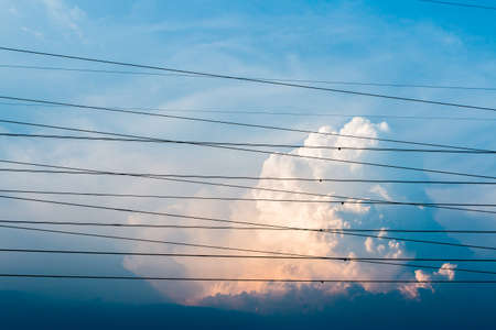 colorful dramatic sky with cloud at sunsetの写真素材