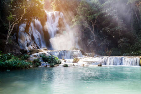 Kuang Si Waterfall (Tat Guangxi), Luang Prabang, Laosの写真素材