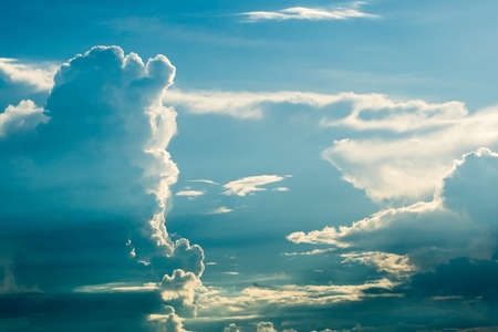 colorful dramatic sky with cloud at sunsetの写真素材