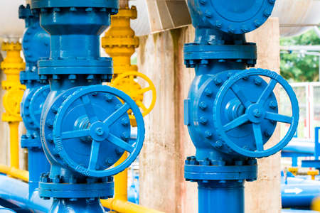 Valves at gas plantの写真素材