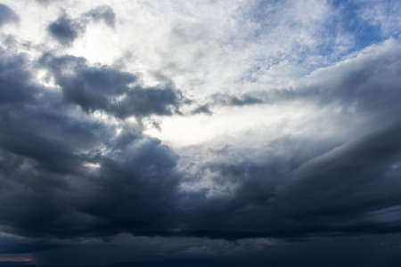 thunder storm sky Rain clouds and gloomy sky in black and whiteの写真素材