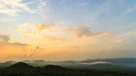 colorful dramatic sky with cloud at sunsetの写真素材