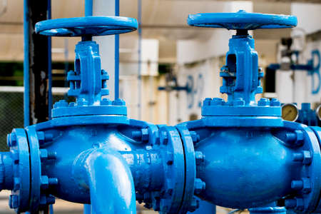Valves at gas plantの写真素材