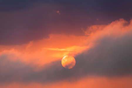 colorful dramatic sky with cloud at sunset